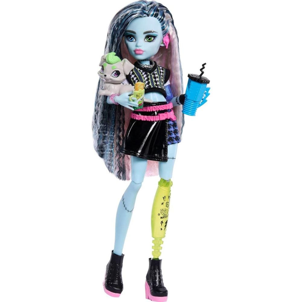 Papusa cu animal de companie, Monster High, Frankie Stein si Watzie, JHK31