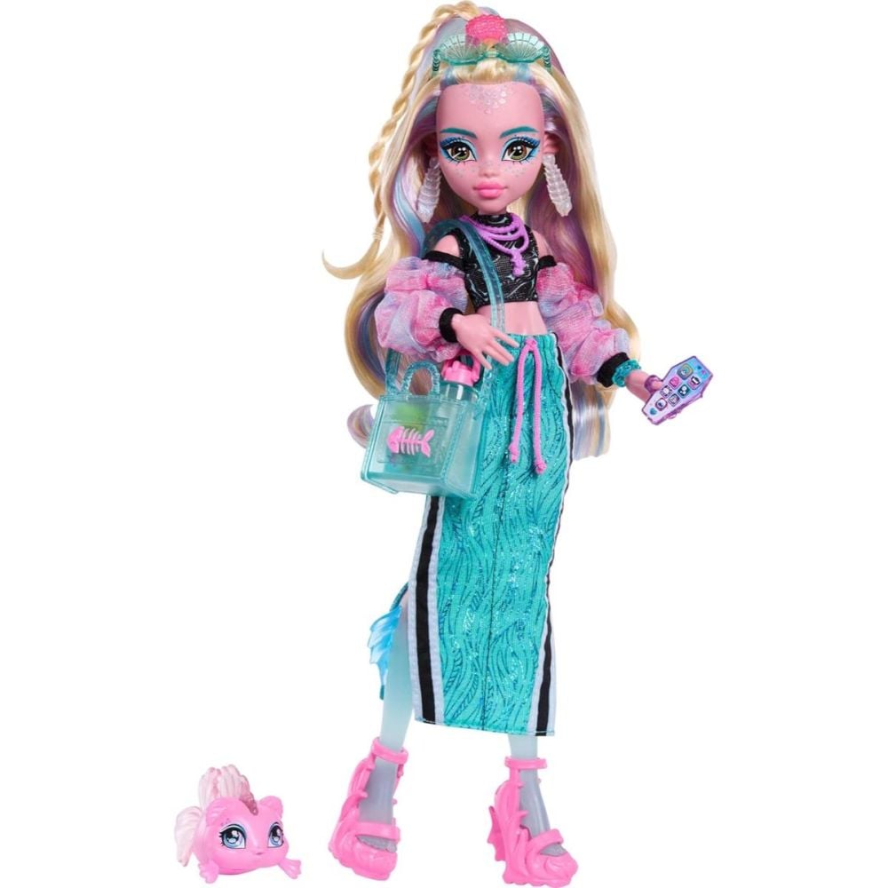 Papusa cu animal de companie, Monster High, Lagoona Blue si Neptuna, JHK33