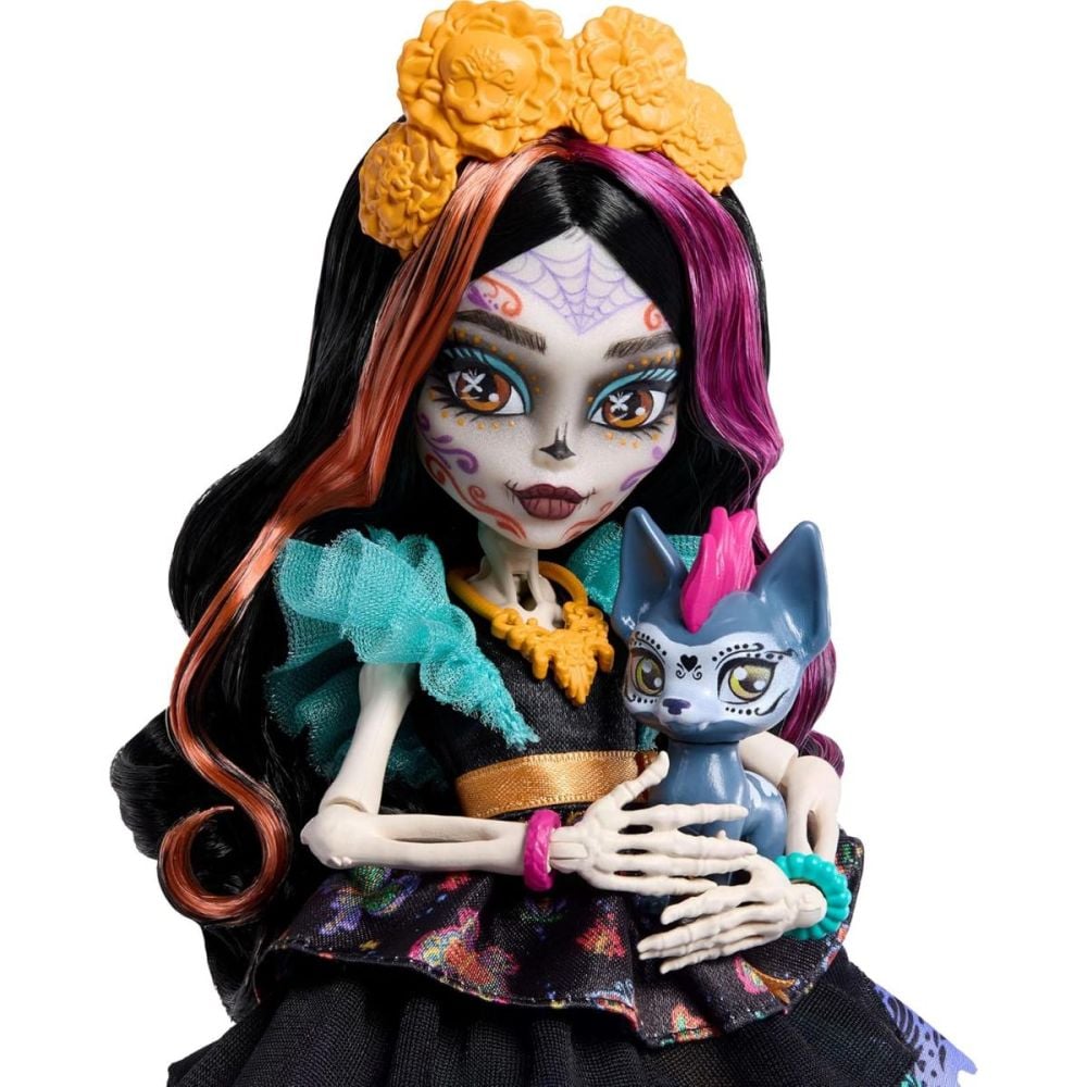 Papusa cu animal de companie, Monster High, Skelita Calaveras, JHK34