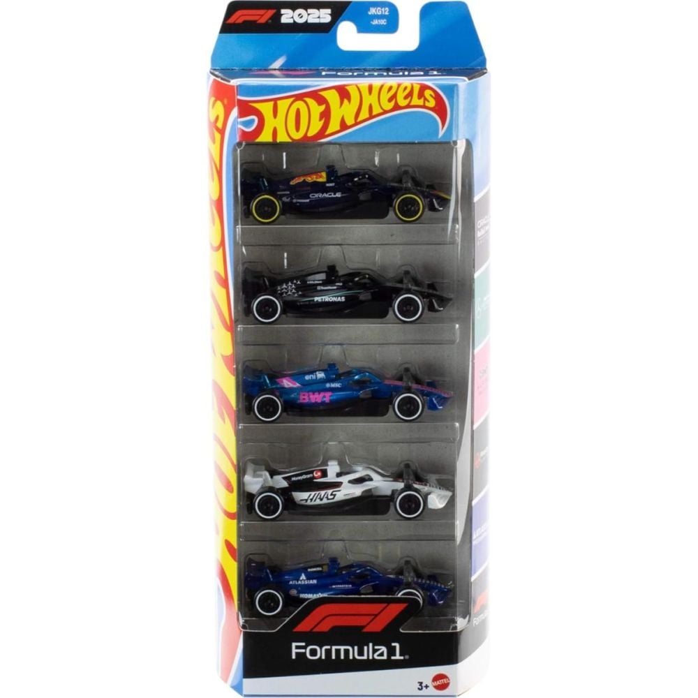 Set 5 masini de curse, Hot Wheels, Formula 1 2025, JLN11