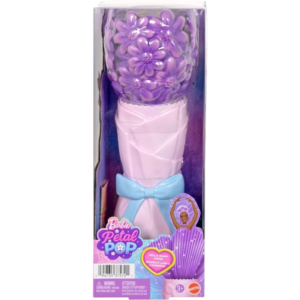 Papusa cu accesorii surpriza, Barbie, Petal Pop, Mov, JMF58