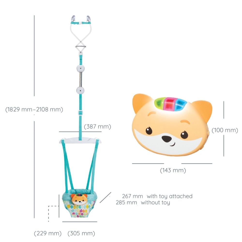 Leagan de interior cu lumini si sunete, Infantino, Jumper 2in1, Fox