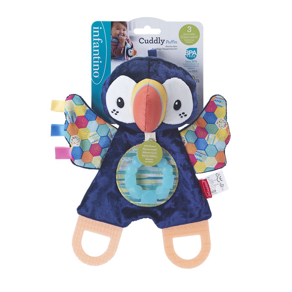 Jucarie pentru dentitie, Infantino, Gaga Teether Cuddly Puffin