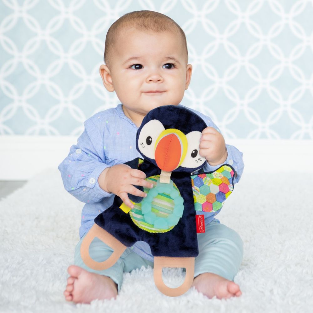 Jucarie pentru dentitie, Infantino, Gaga Teether Cuddly Puffin