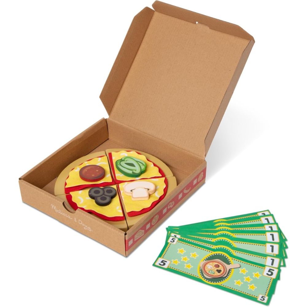 Set de joaca din lemn, Melissa & Doug, Standul de Pizza cu cuptor, 41 piese, 6074890