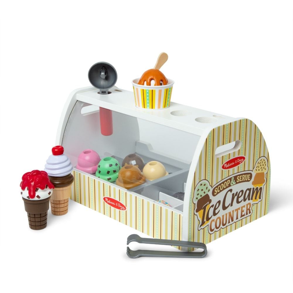 Set de joaca din lemn, Melissa & Doug, Standul de inghetata, 28 piese, 6074905