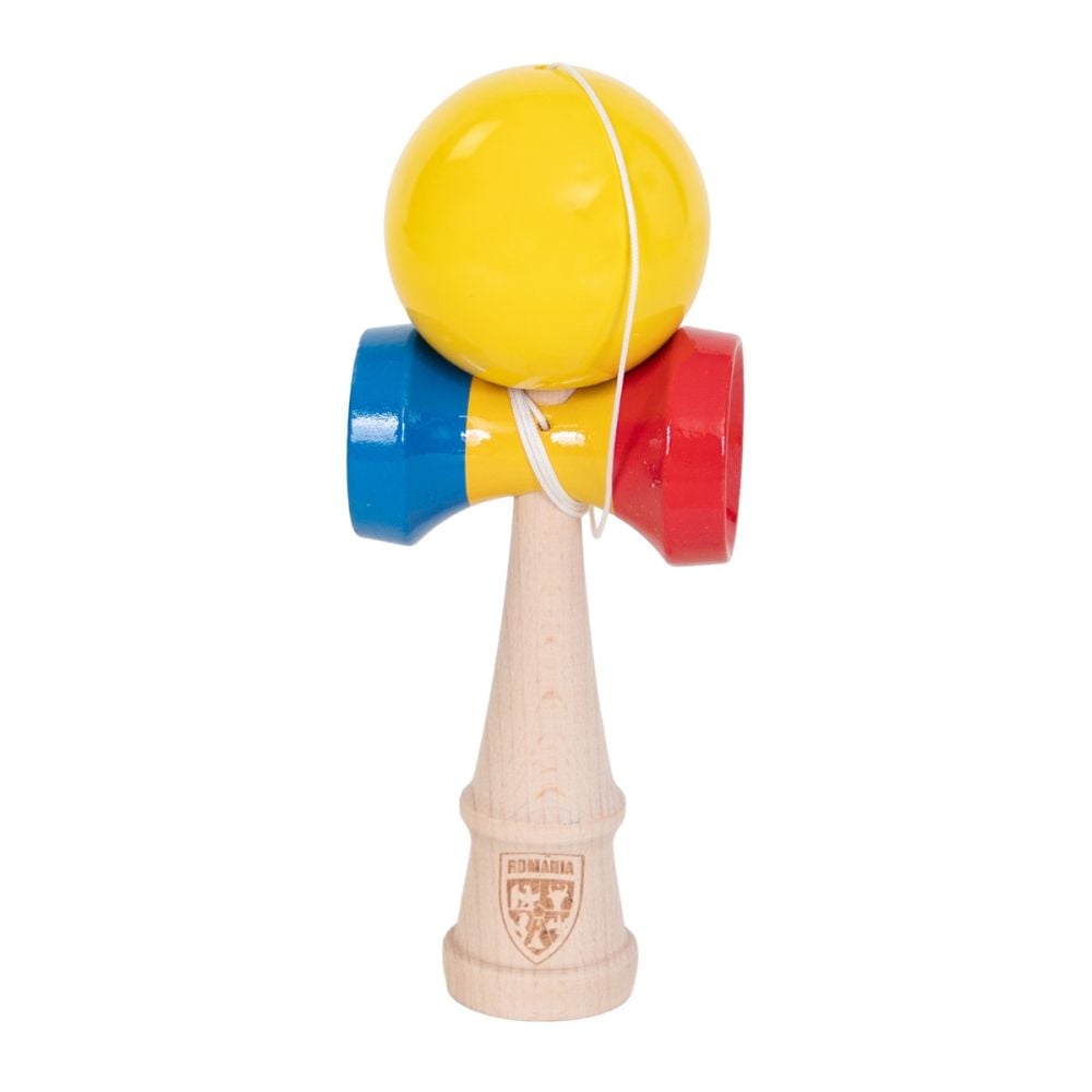 Jucarie de indemanare, din lemn, FRF, Kendama, Tricolorii