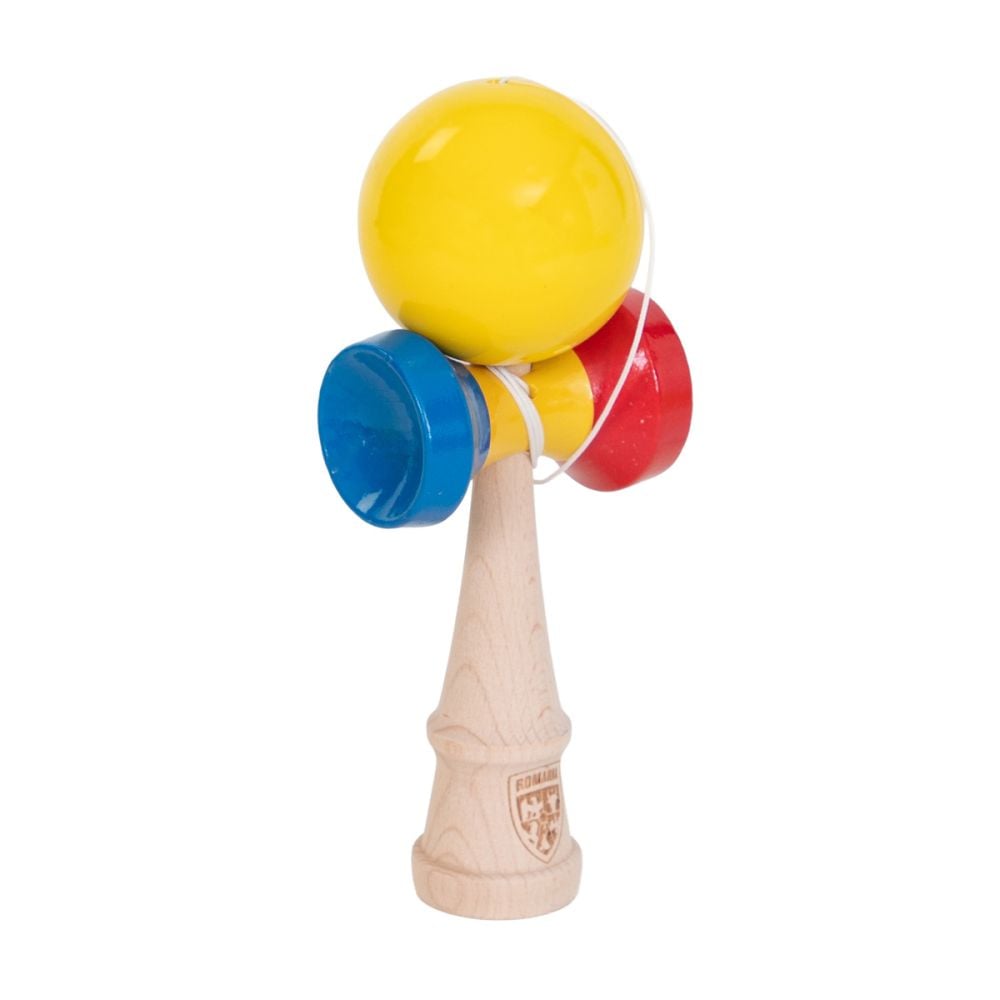 Jucarie de indemanare, din lemn, FRF, Kendama, Tricolorii