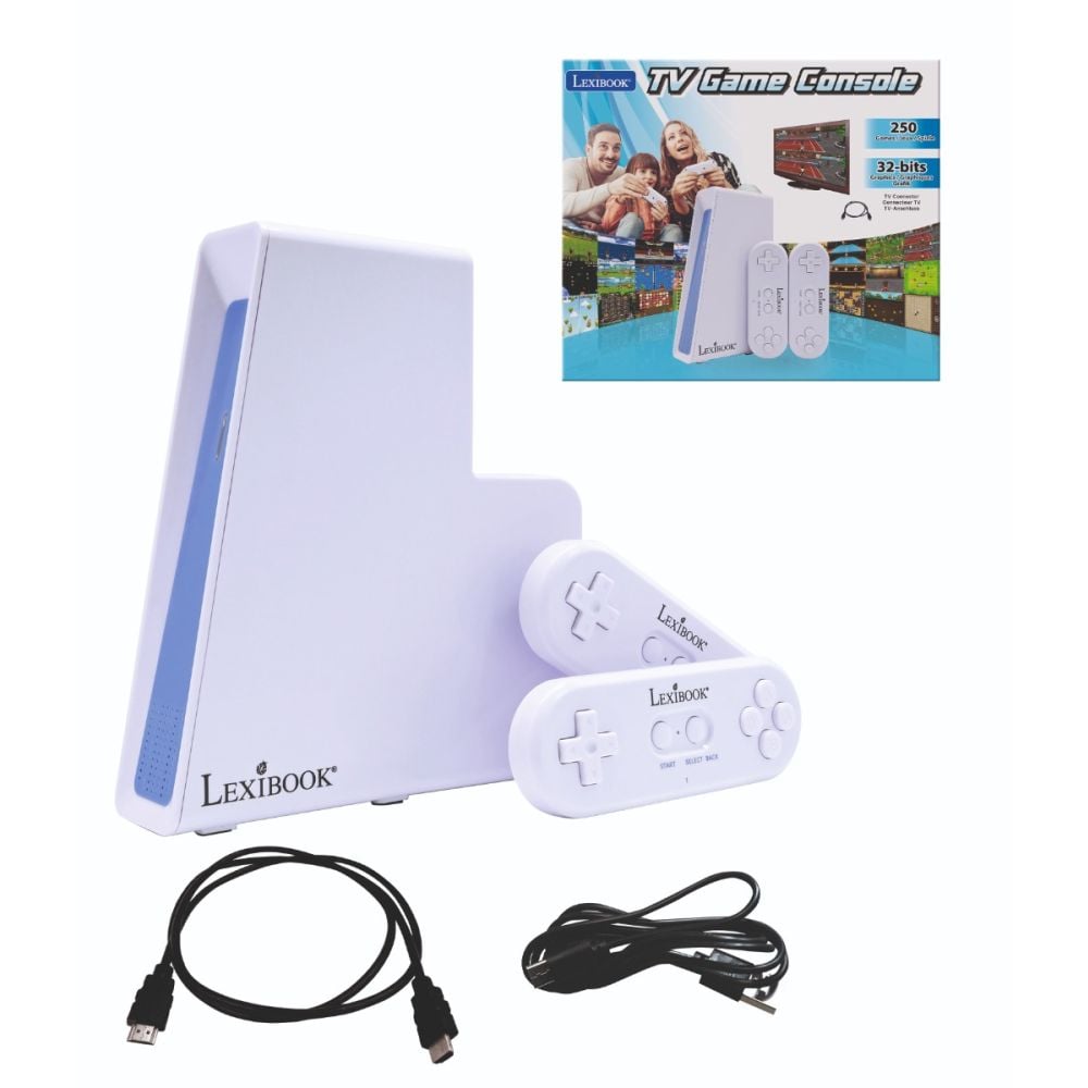 Consola Tv cu 250 jocuri si 2 controlere wireless, Lexibook, 32-Bit Graphics