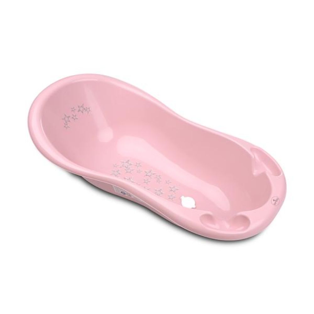 Cadita bebe cu dop de scurgere si baza antialunecare, Lorelli Little Stars, 100 x 51 x 31 cm, Pink