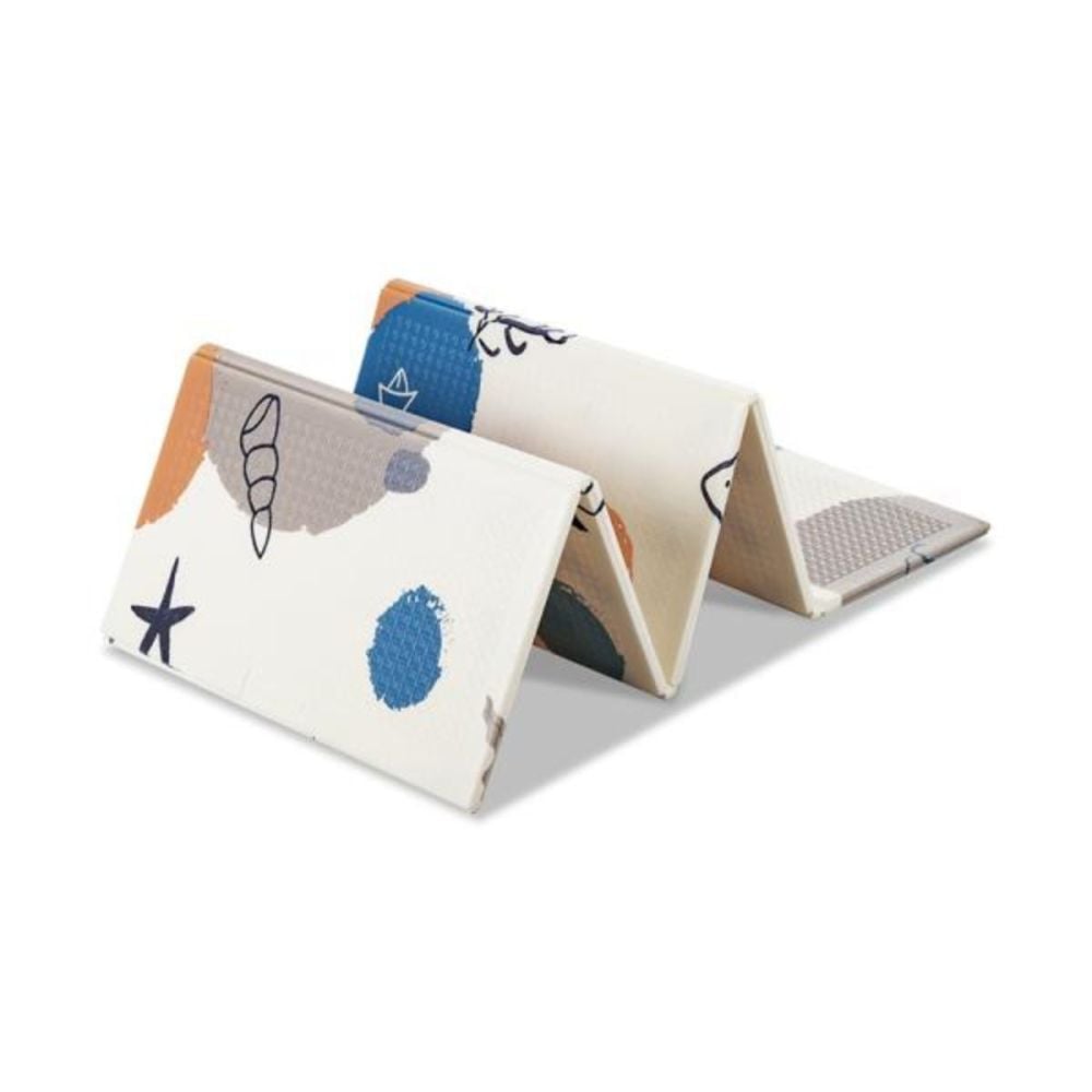 Covoras de joaca termic, Lorelli, din spuma XPE, design cu doua fete, pliabil, impermeabil, 120 x 180 cm, Ocean and Stars