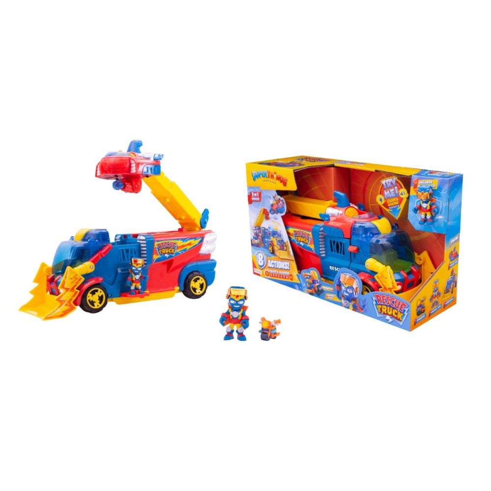 Set camion 2 in 1 si figurina Kazoom Kid, Superthings, Rescue Truck