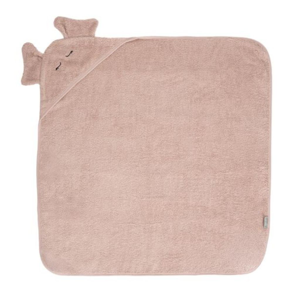 Prosop de baie cu gluga si broderie, Lorelli, 90 x 90 cm, bumbac, Smoke Rose