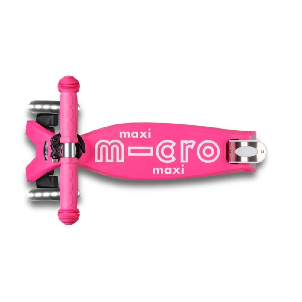 Trotineta pliabila cu 3 roti si lumini LED, Micro, Maxi Deluxe, Shocking Roz