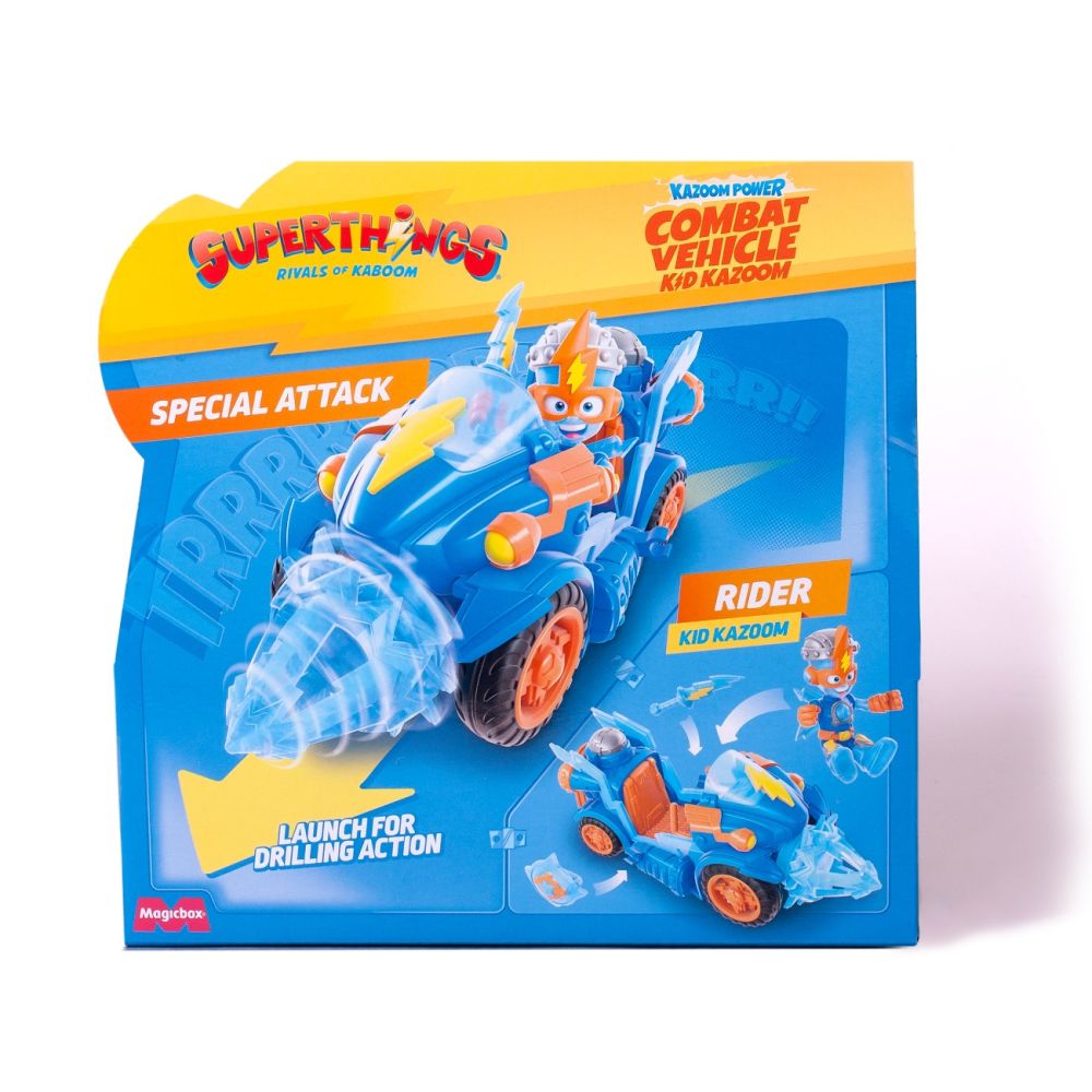 Set vehicul cu figurina Superthings, Kazoom Power, Kid Kazoom