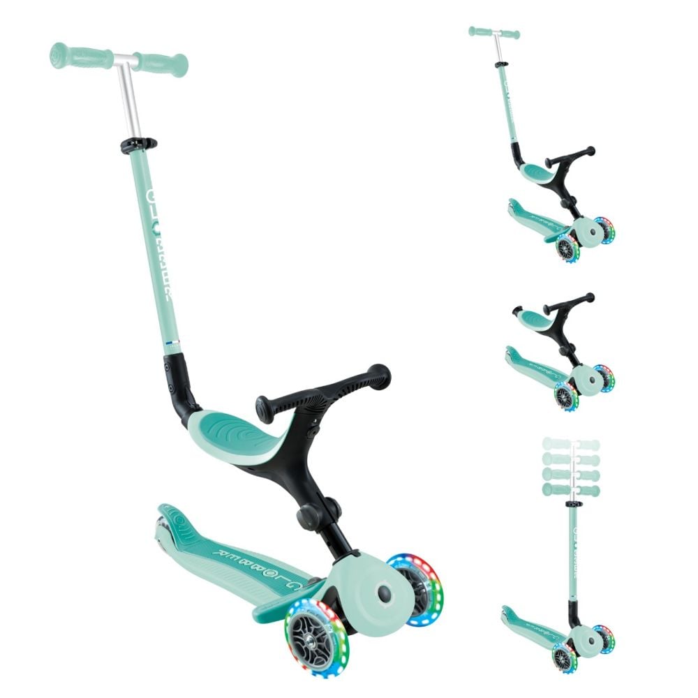 Trotineta 3 in 1 cu scaun si roti luminoase, Globber, Go Up Active, Albastru