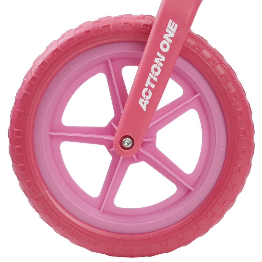 Bicicleta fara pedale pentru copii 2-5 ani, Action One Spiky, 12 inch, Roz