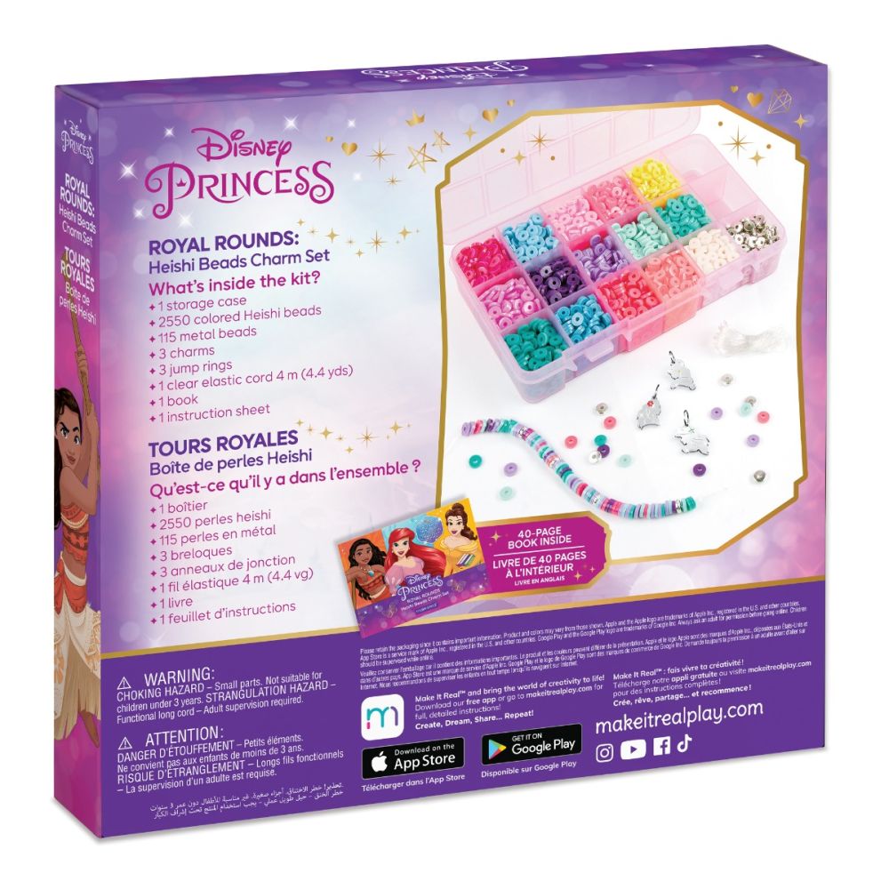 Set de creat bratari, Make It Real, Disney Princess Royal Rounds, Heishi Beads Charm, 2675 piese