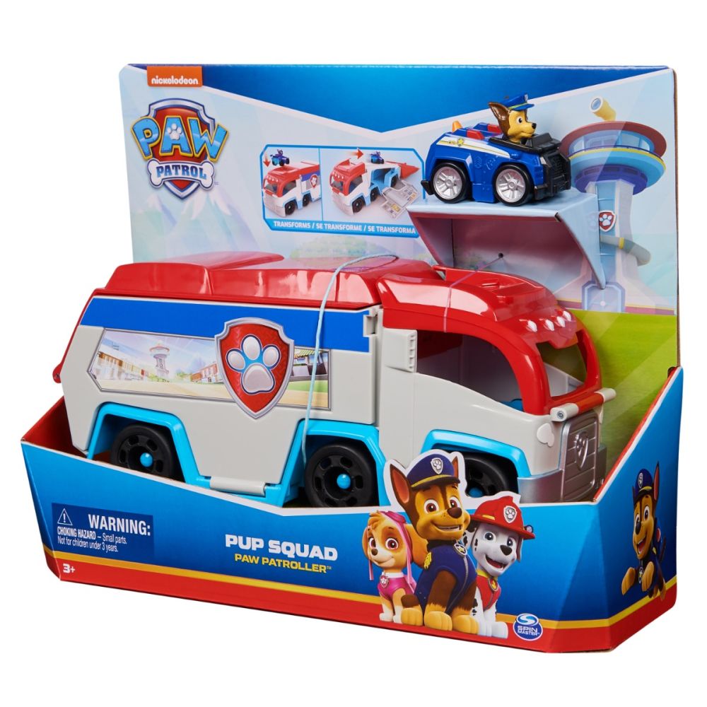 Set camion si vehicul cu figurina Chase, Paw Patrol, Pup Squad