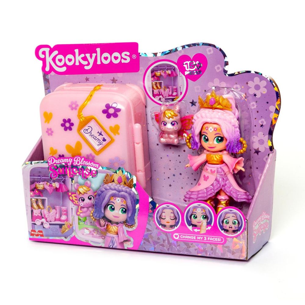 Set de joaca cu papusa Kookyloos, Suitcase Dreamy Blossom
