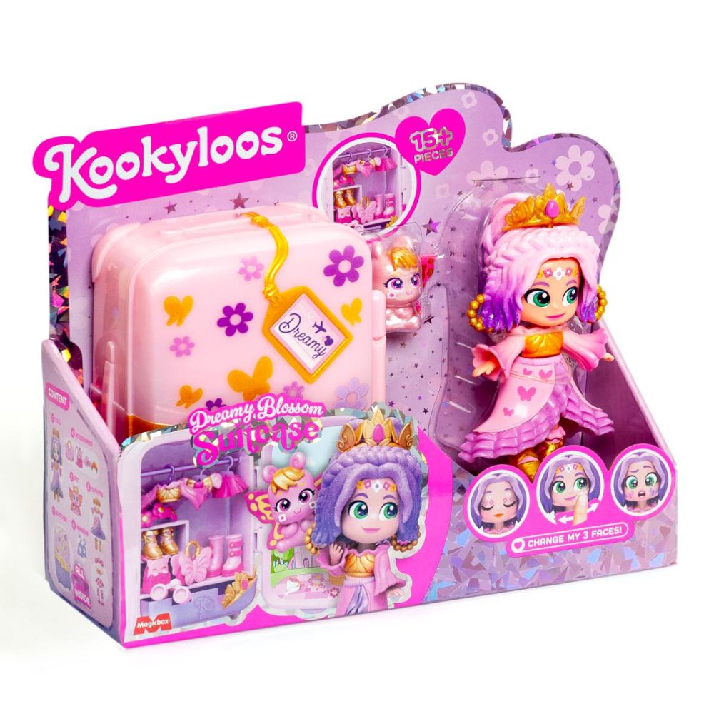 Set de joaca cu papusa Kookyloos, Suitcase Dreamy Blossom