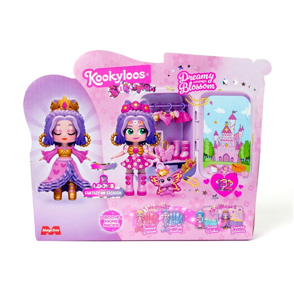 Set de joaca cu papusa Kookyloos, Suitcase Dreamy Blossom