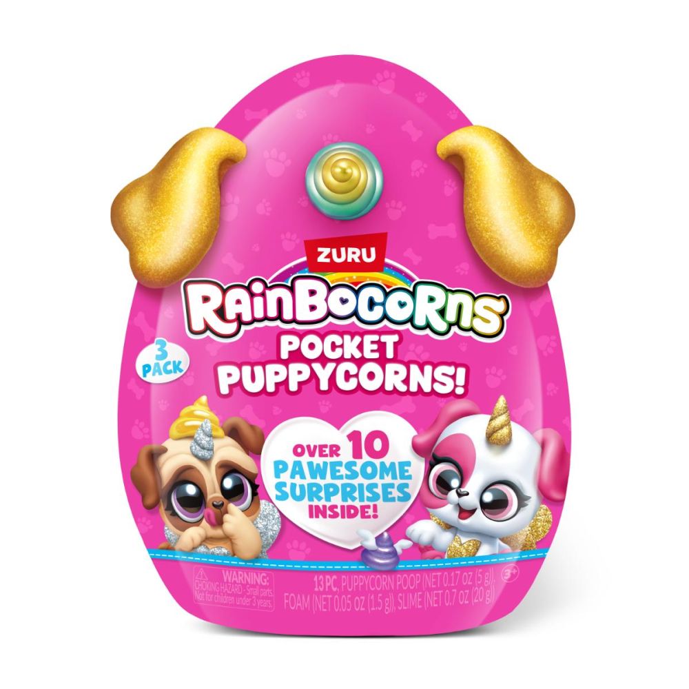Set 3 figurine surpriza, Rainbocorns, Pocket Puppycorns