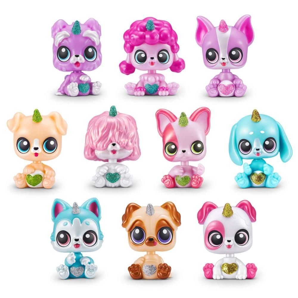 Set 3 figurine surpriza, Rainbocorns, Pocket Puppycorns