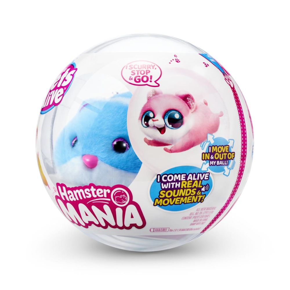 Jucarie de plus, Pets Alive, Hamster, Albastru