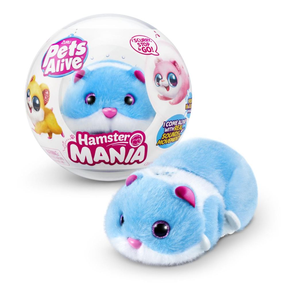 Jucarie de plus, Pets Alive, Hamster, Albastru
