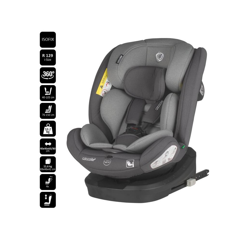 Scaun auto rotativ Coccolle Nyota, Isize 40-150 cm, Diamond Black