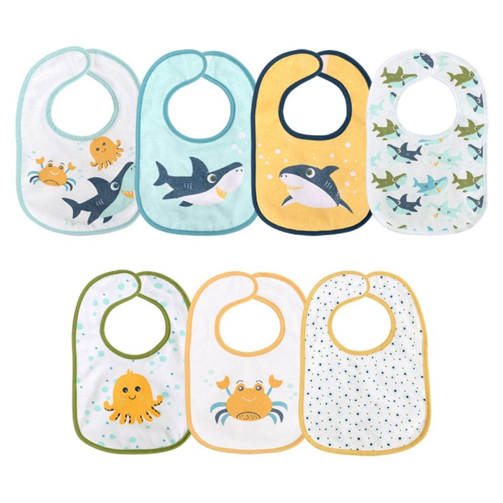 Set 7 bavete, Lorelli, bumbac si peva, 30 x 19 cm, inchidere cu banda velcro