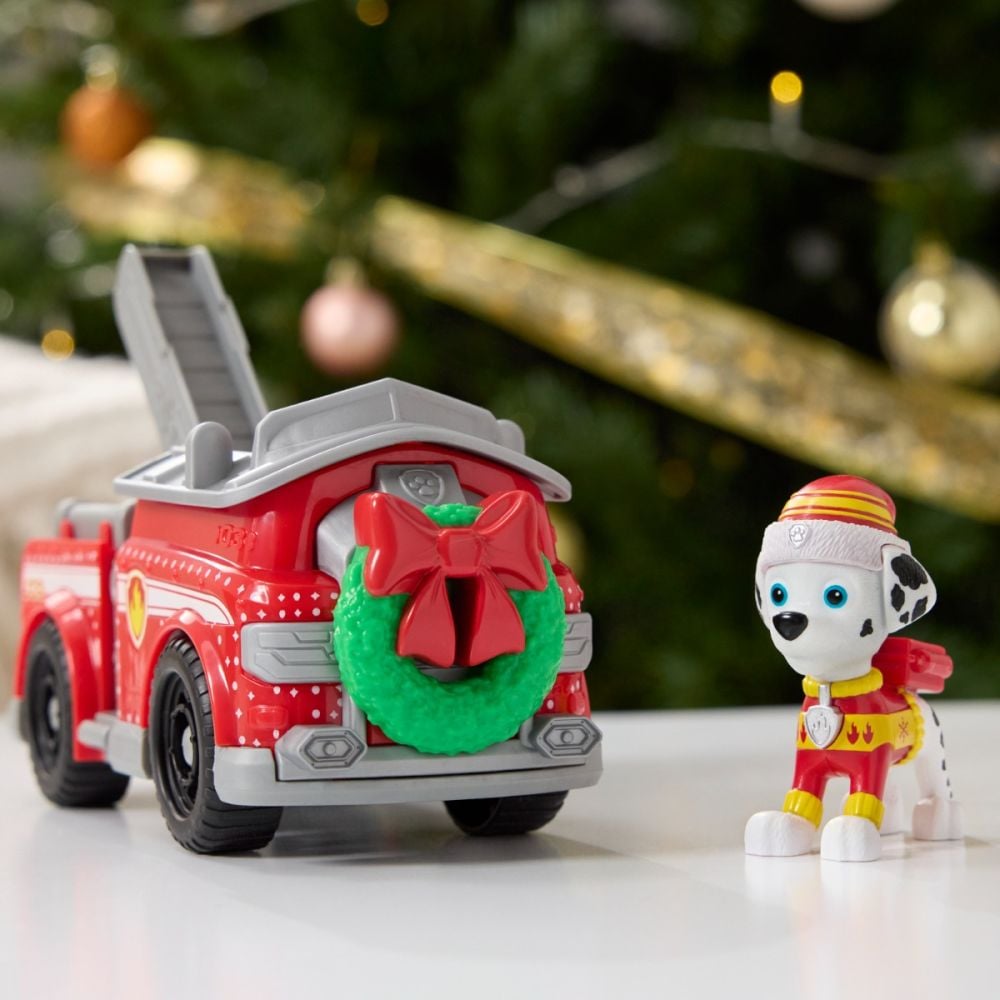 Masina cu figurina, Paw Patrol, Marshall Holiday Fire Truck, 20153732
