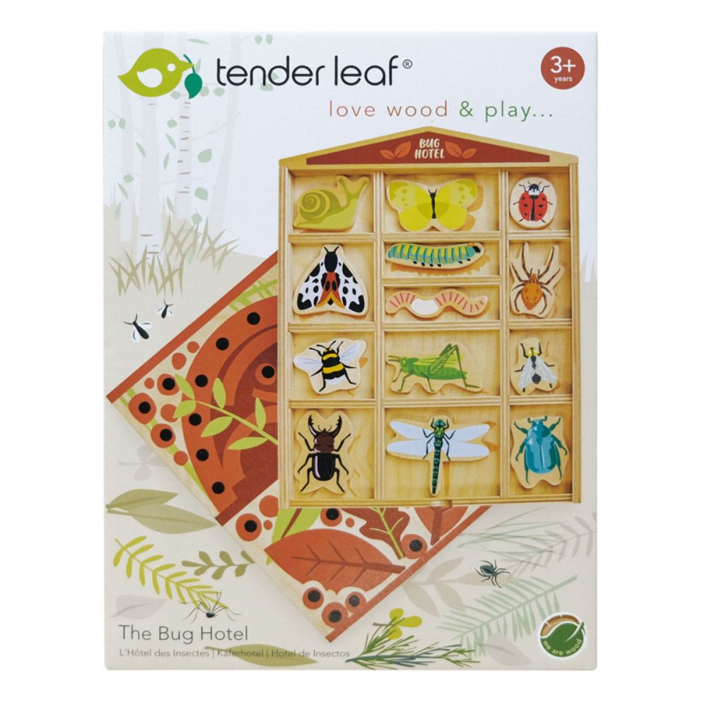 Hotelul de insecte, din lemn premium, Tender Leaf Toys, 14 piese