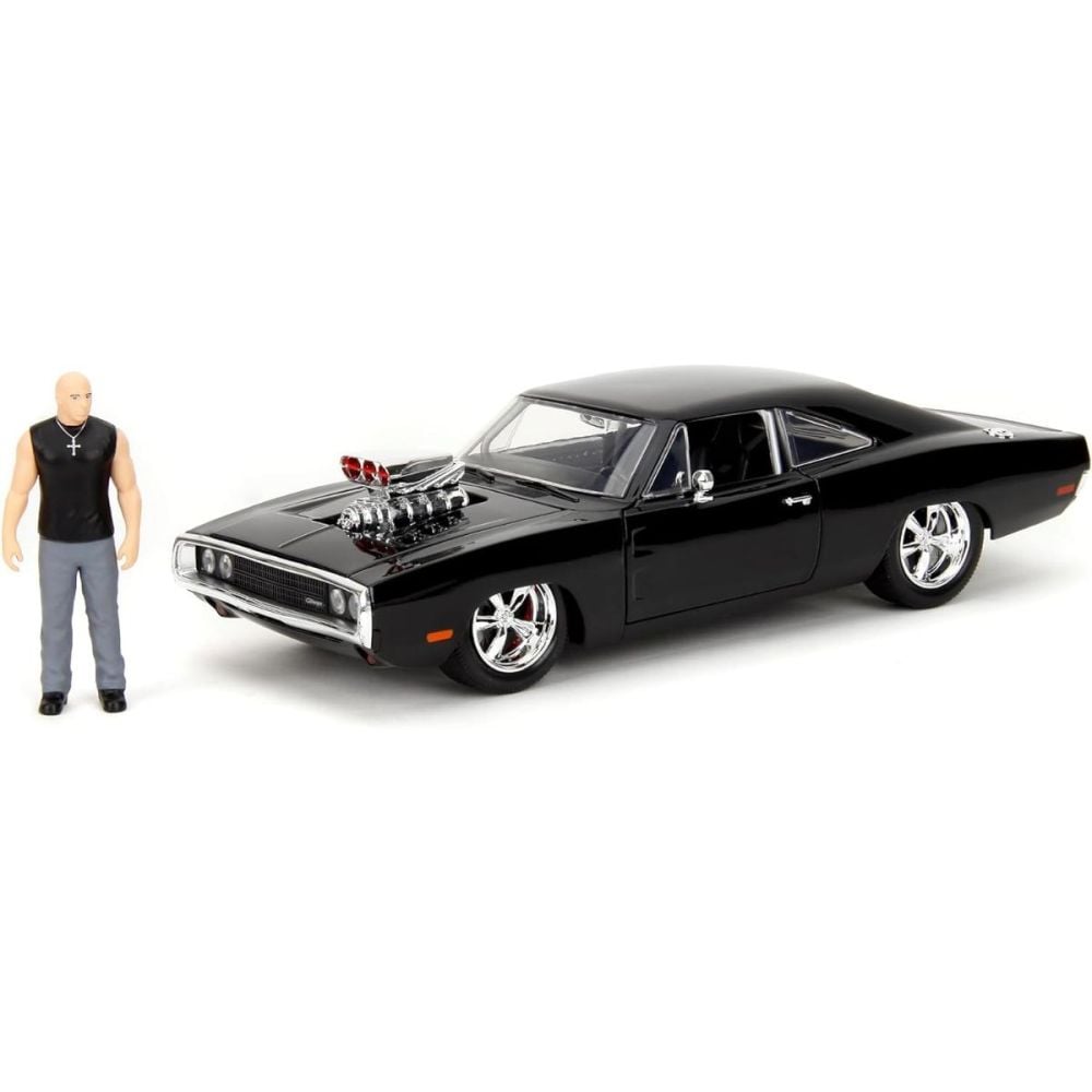 Set masina si figurina, Jada, Fast And Furious, Dodge Charger 1970 si Dominic Toretto.