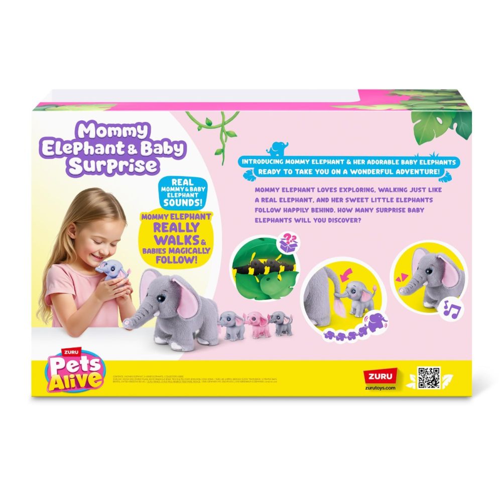 Set de joaca interactiv, Pets Alive, Mama Elefant si Puii sai