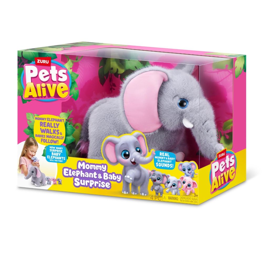 Set de joaca interactiv, Pets Alive, Mama Elefant si Puii sai
