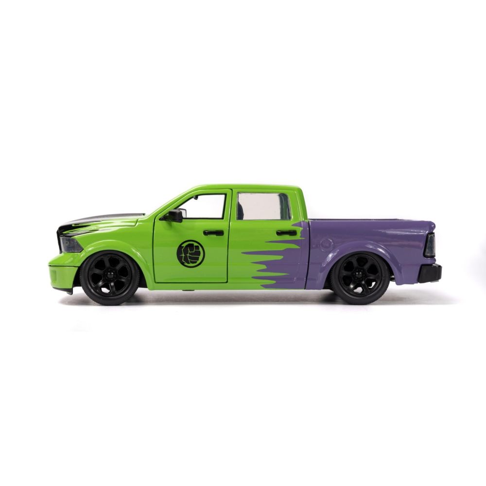 Masina din metal si figurina, Jada, Marvel, Hulk si 2014 Ram 1500, 1:24