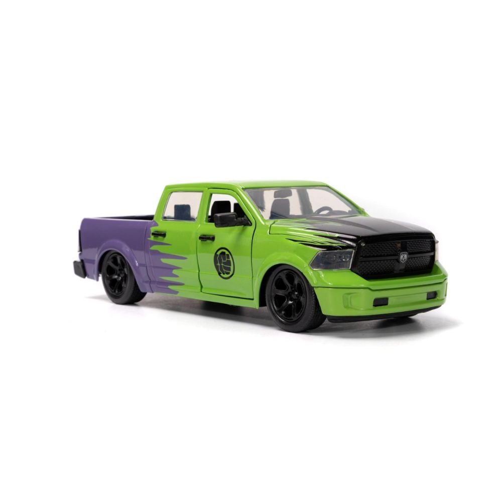 Masina din metal si figurina, Jada, Marvel, Hulk si 2014 Ram 1500, 1:24