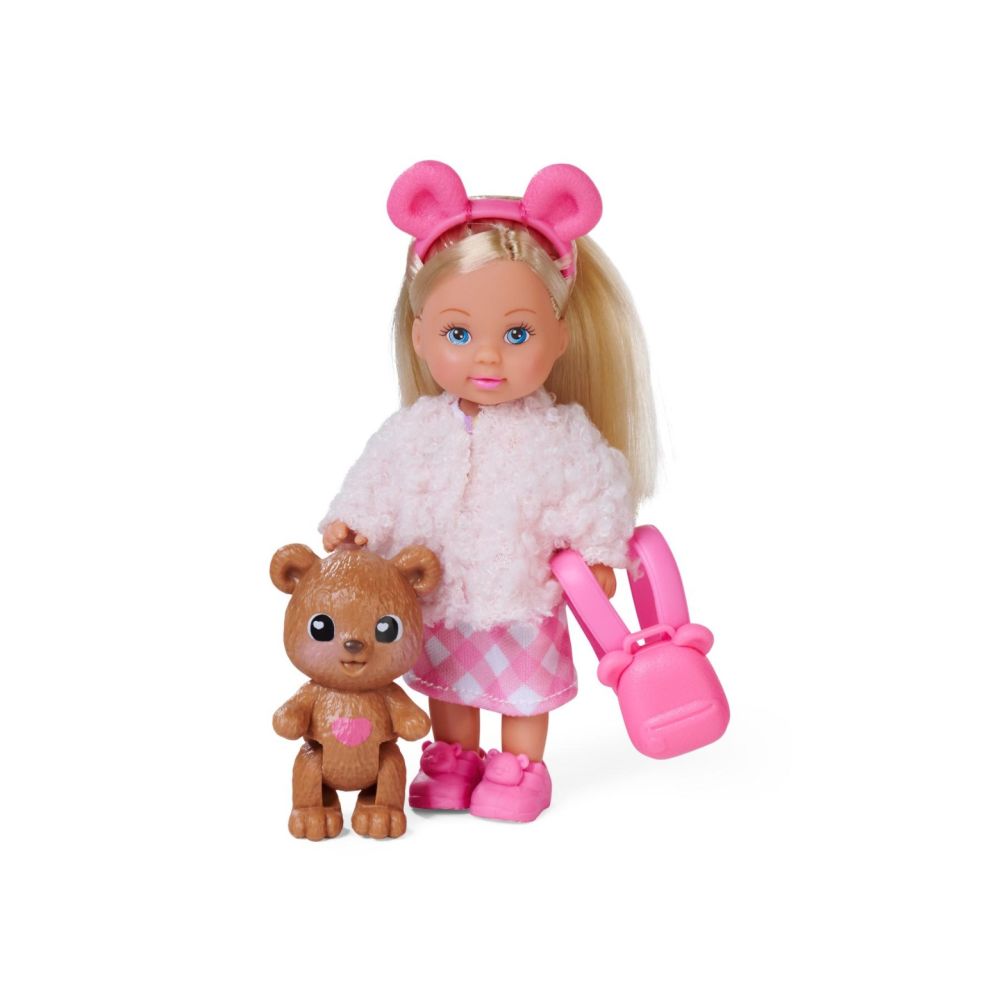Papusa cu jacheta pufoasa si ursulet, Evi Love, Teddy