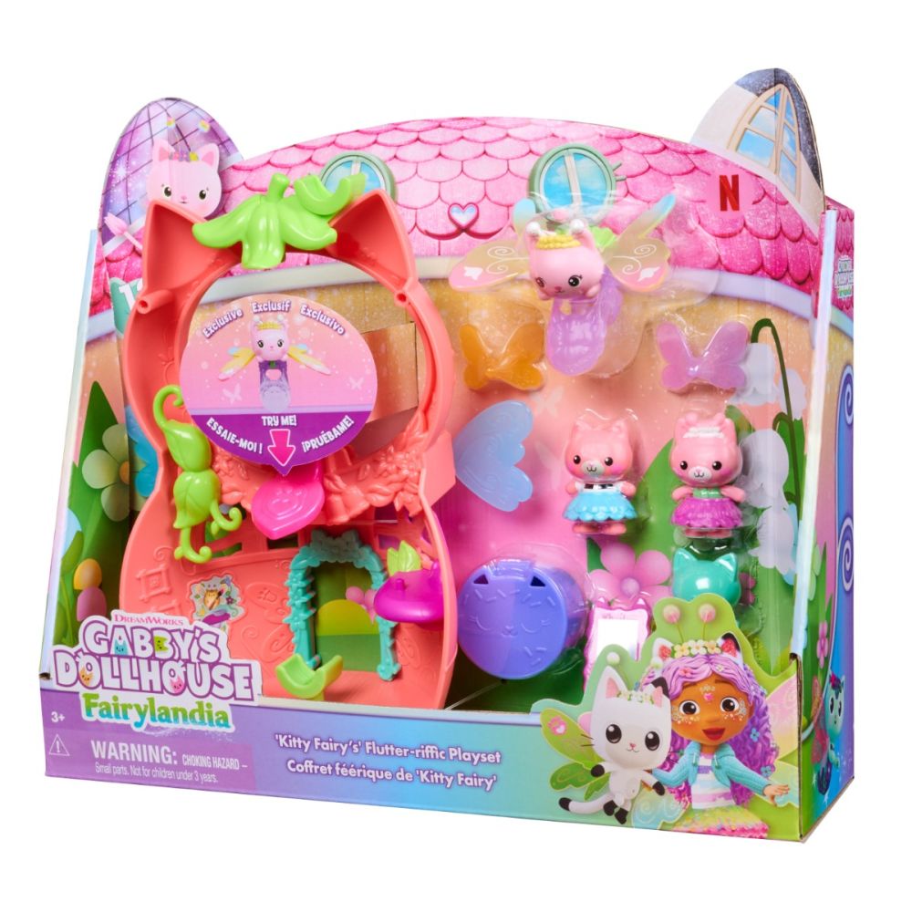 Set de joaca cu figurine, Gabbys Dollhouse Fairylandia, Kitty Fairys Flutter-riffic, 6075567