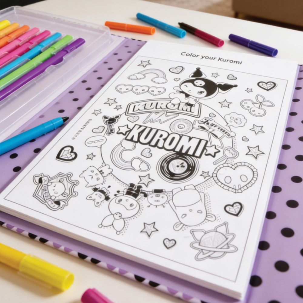 Set jurnal si markere neon, Happi Hobbi, Kuromi