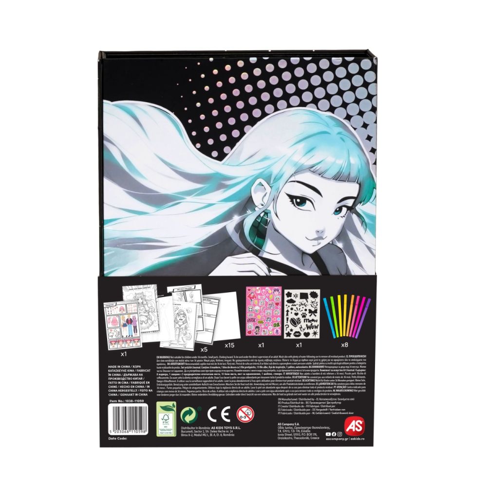 Set jurnal cu markere, Happi Hobbi, Manga