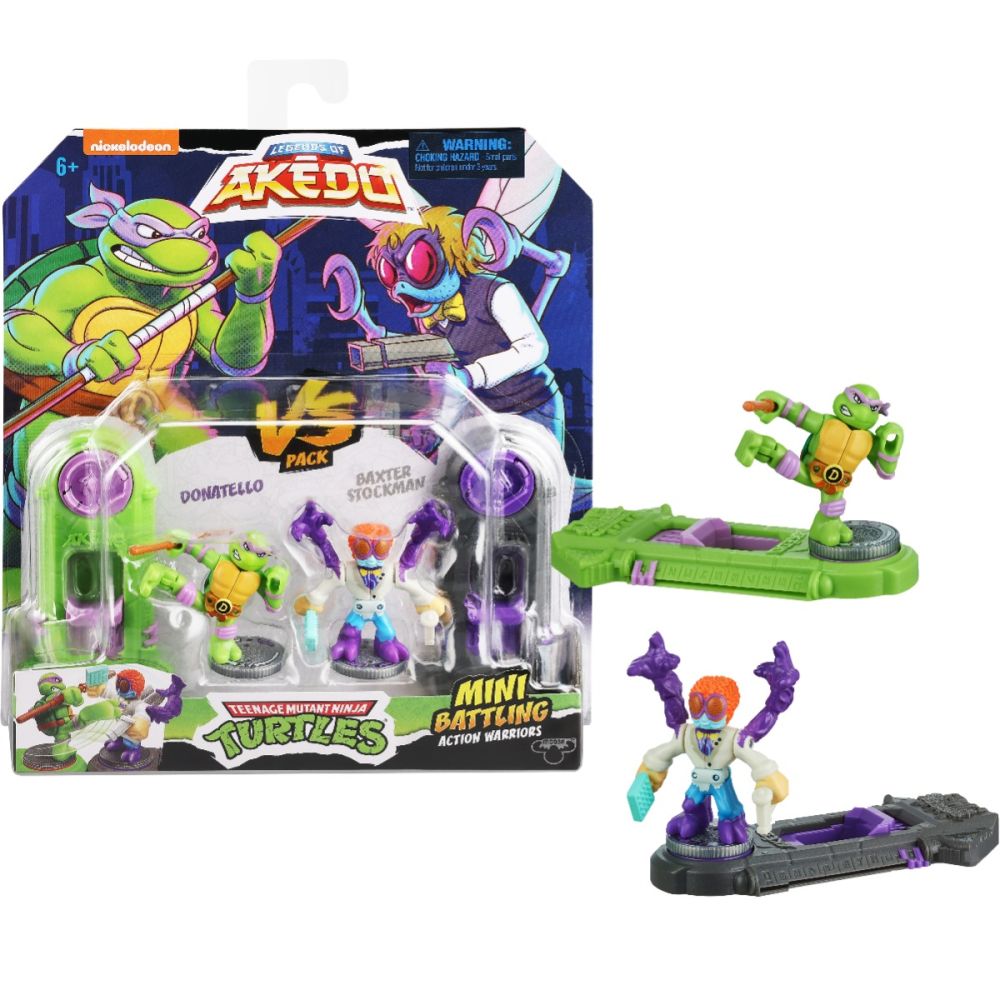 Set 2 figurine Testoasele Ninja, Akedo, Donatello Vs Baxter Stockman, S1