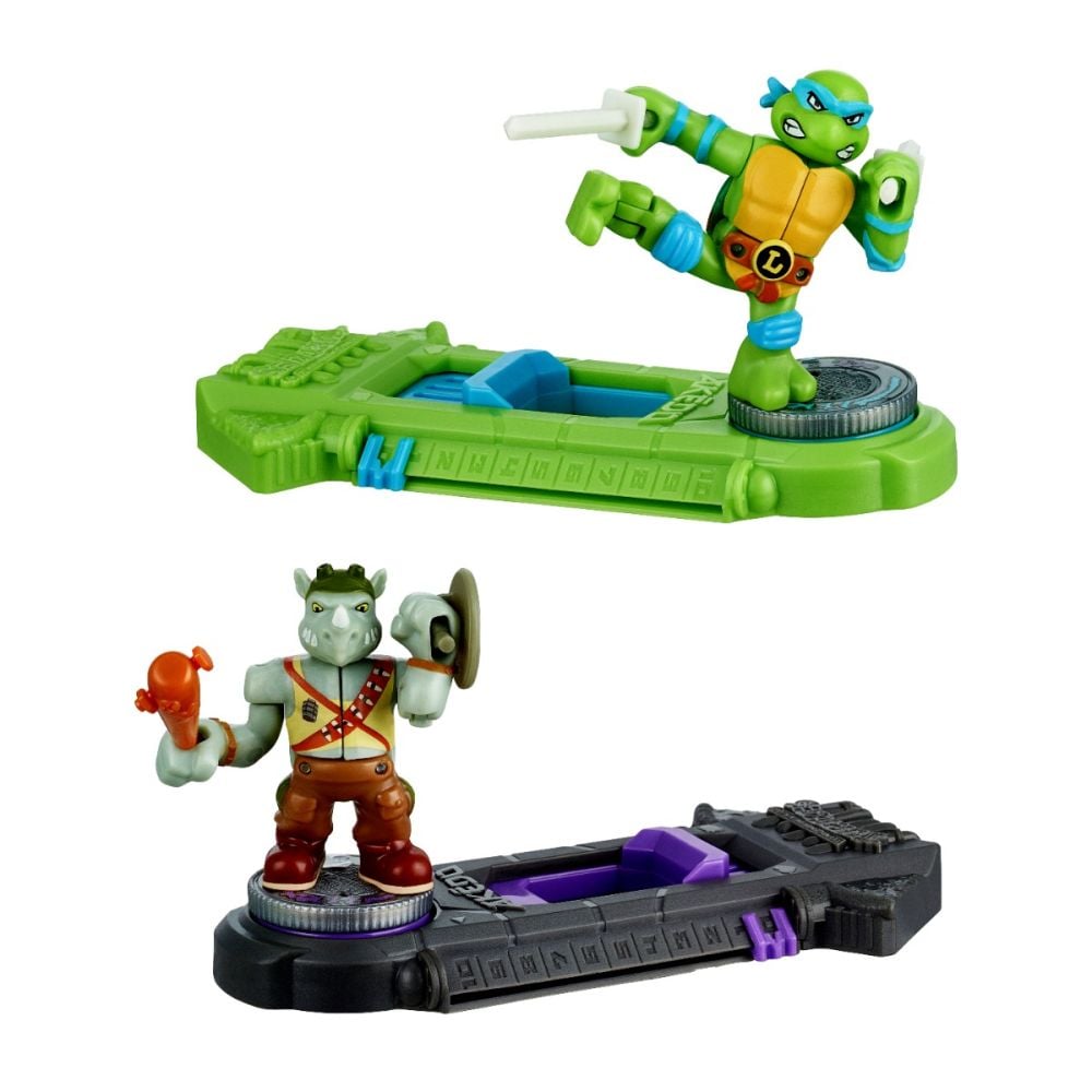 Set 2 figurine Testoasele Ninja, Akedo, Leonardo Vs Rocksteady, S1