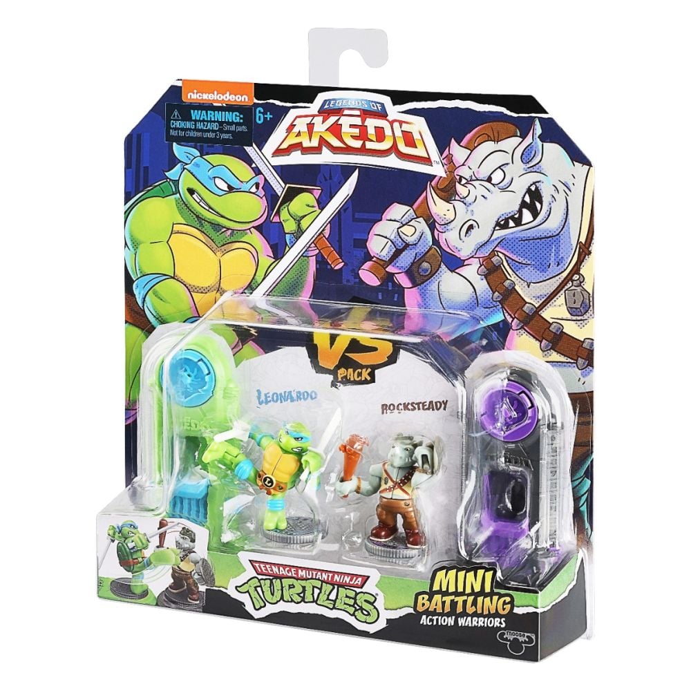 Set 2 figurine Testoasele Ninja, Akedo, Leonardo Vs Rocksteady, S1