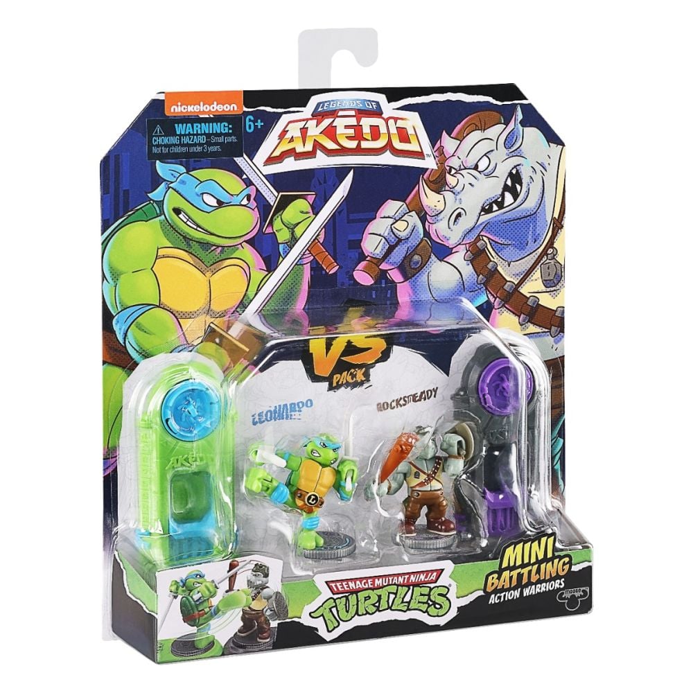 Set 2 figurine Testoasele Ninja, Akedo, Leonardo Vs Rocksteady, S1