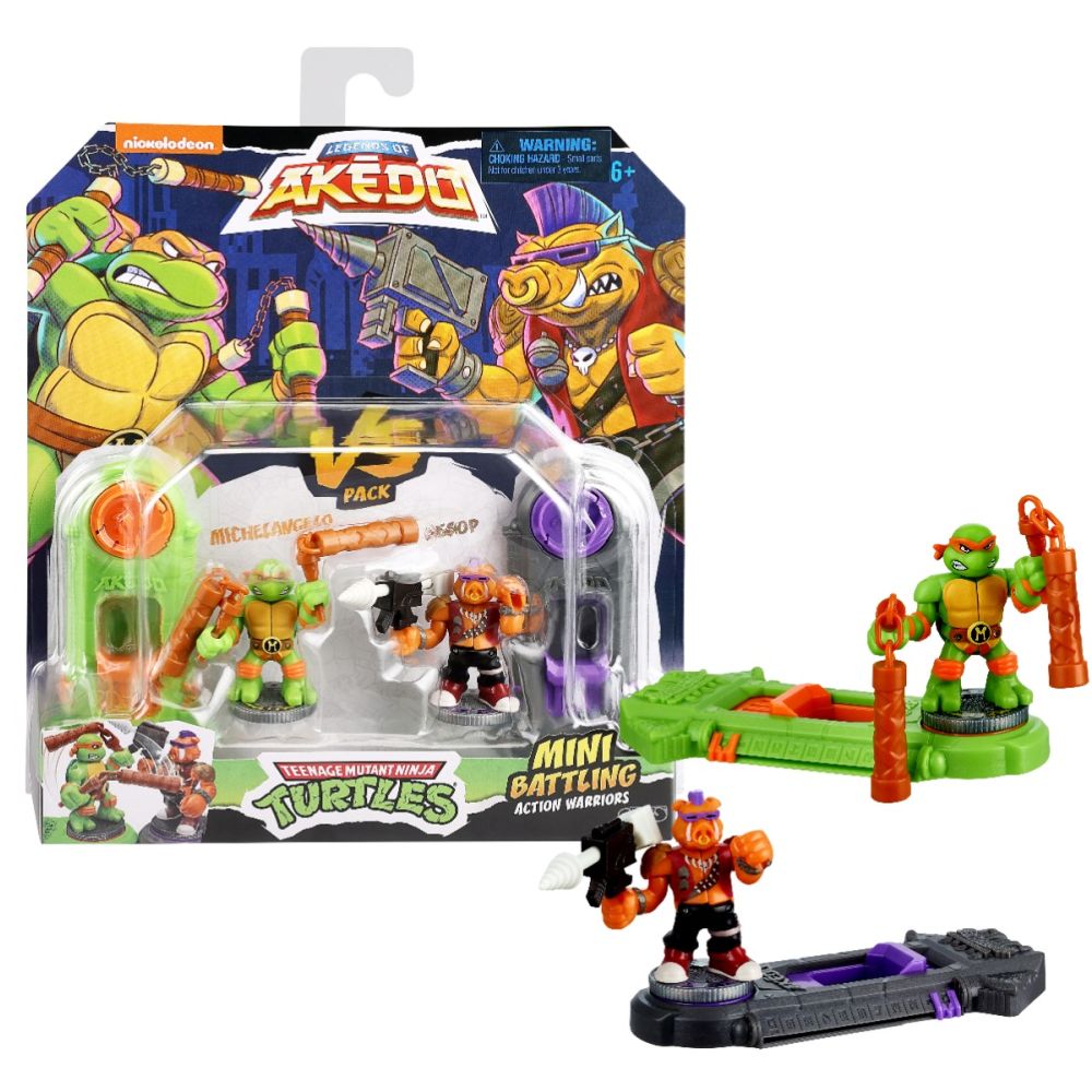 Set 2 figurine Testoasele Ninja, Akedo, Michelangelo Vs Bebop, S1