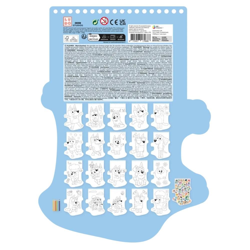 Carte de colorat cu 6 creioane colorate, Grafix, Bluey, 20 pagini
