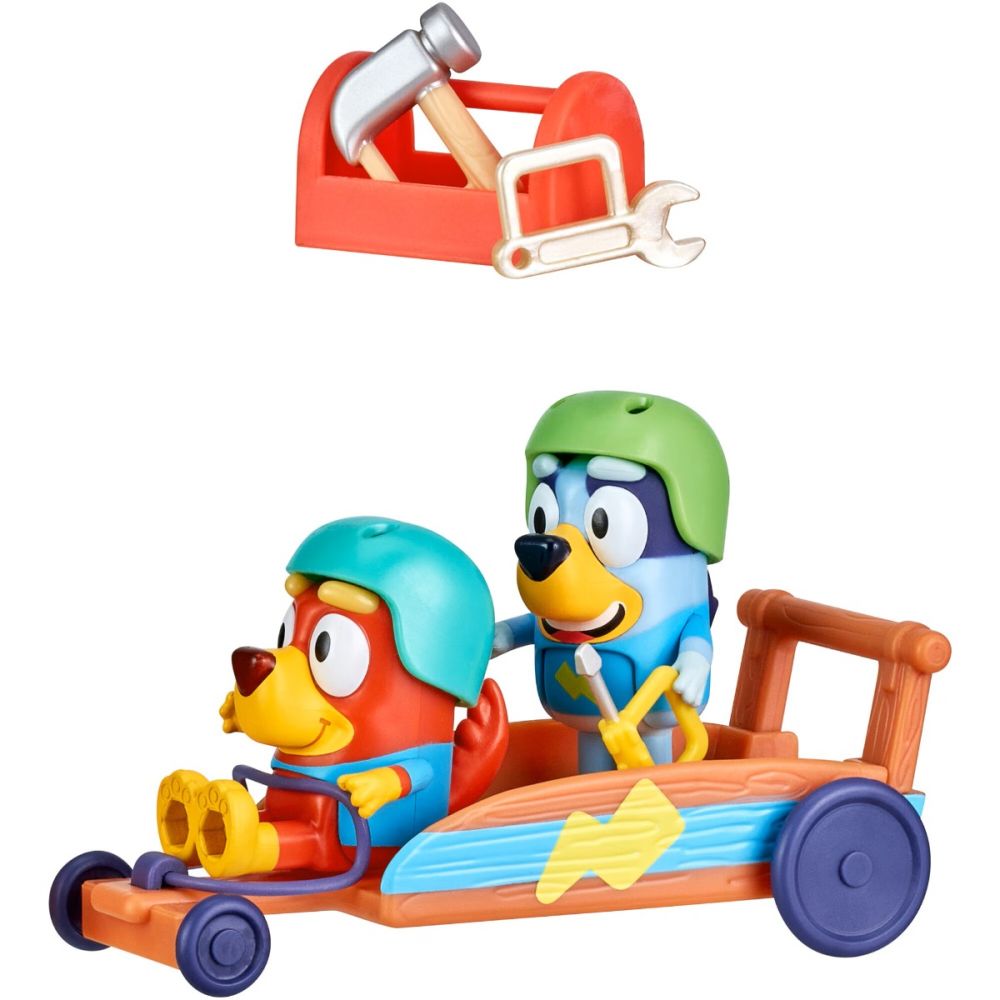 Set de joaca cu 2 figurine, Bluey, Bluey si Rusty Go-Kart